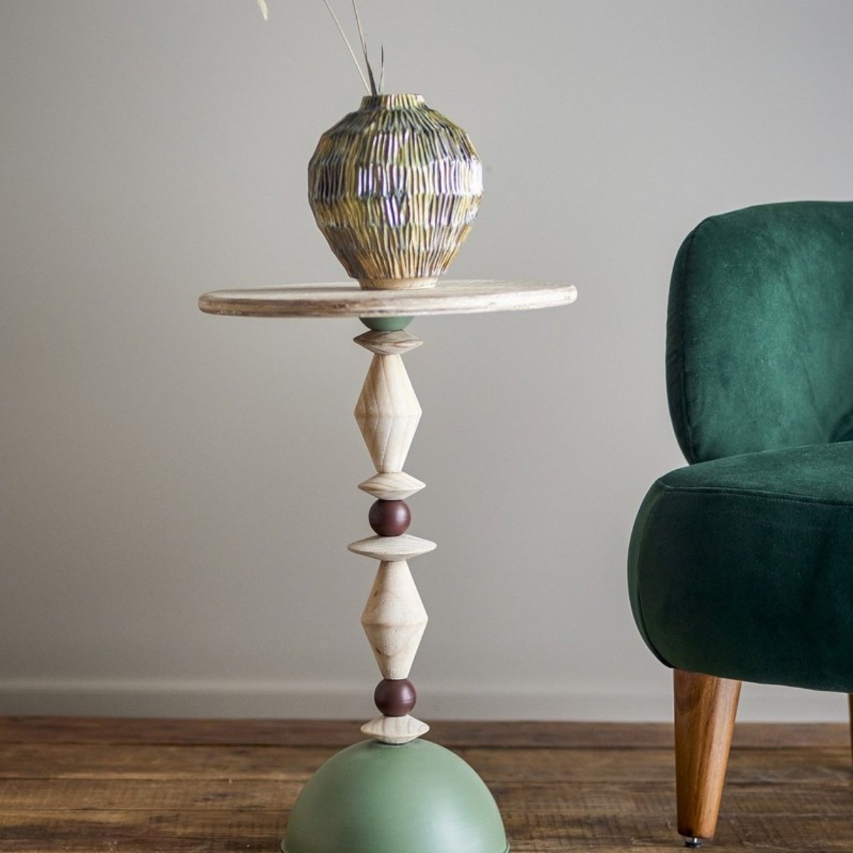 Table basse d'appoint bois métal Mannelli vert, BLOOMINGVILLE