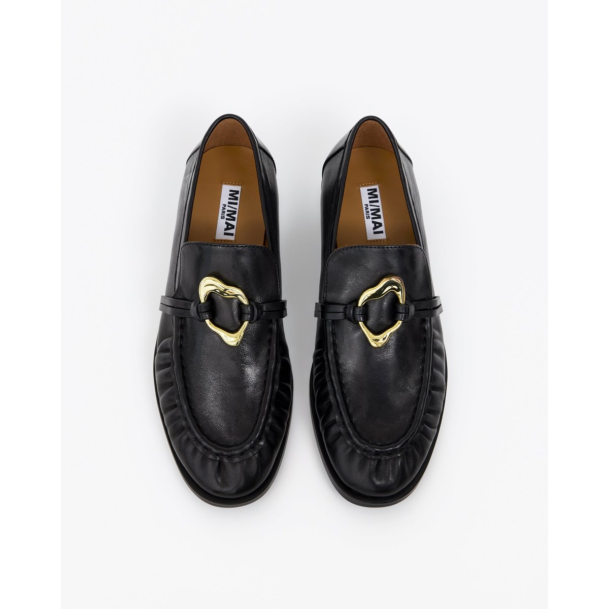 Mocassins plissés à bijou doré ORSO MELT noir, MI MAI