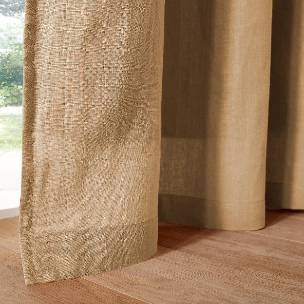 Onega Washed Linen Blackout Curtain with Eyelets sand, LA REDOUTE INTERIEURS