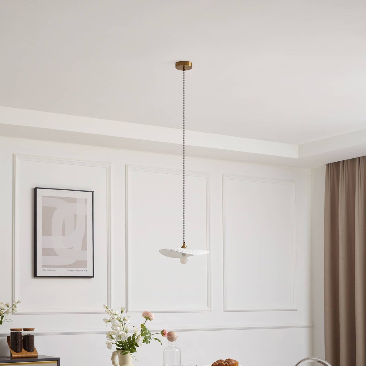 Suspension en céramique moderne, Annira blanc, laiton, LINDBY