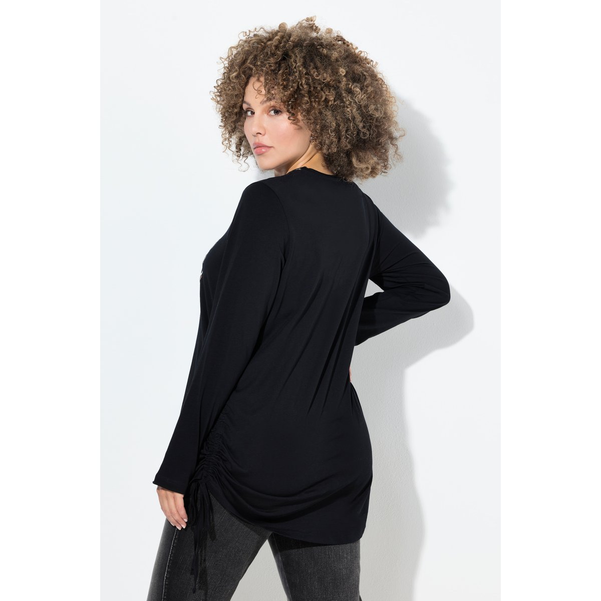 T-shirt Classic à col rond et manches noir, ULLA POPKEN