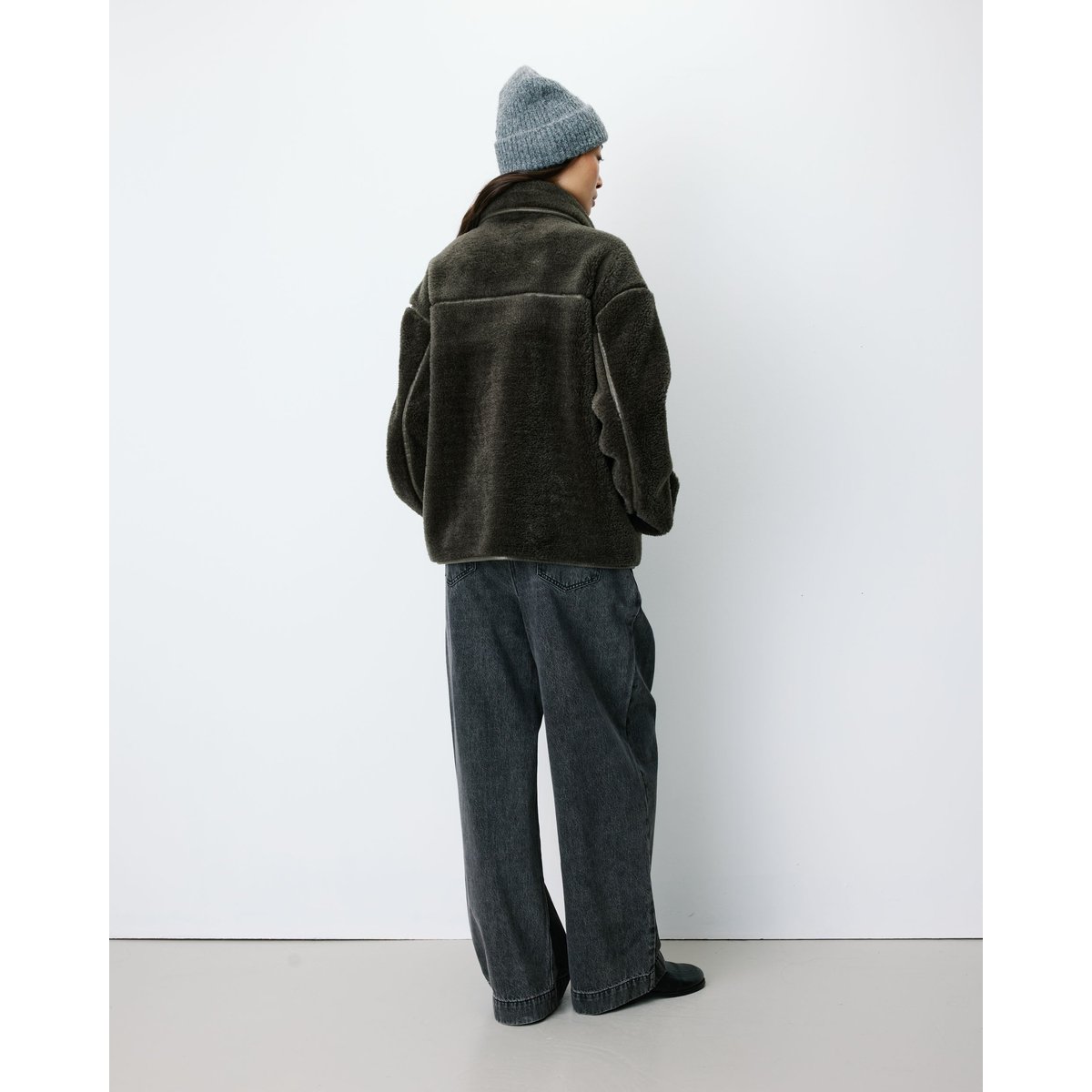 Manteau en Imitation fourrure oversize boutonné kaki Amelio kaki, GRACE & MILA