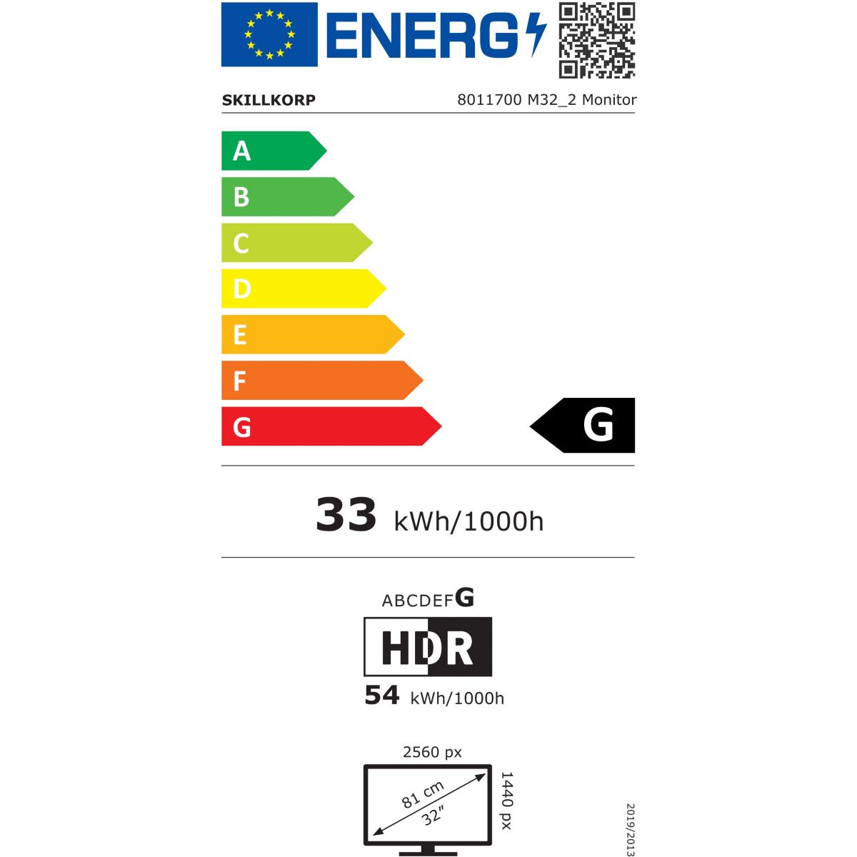 Ecran PC Gamer M32 32" WQHD 180Hz VA AMD FreeSync couleur unique, SKILLKORP