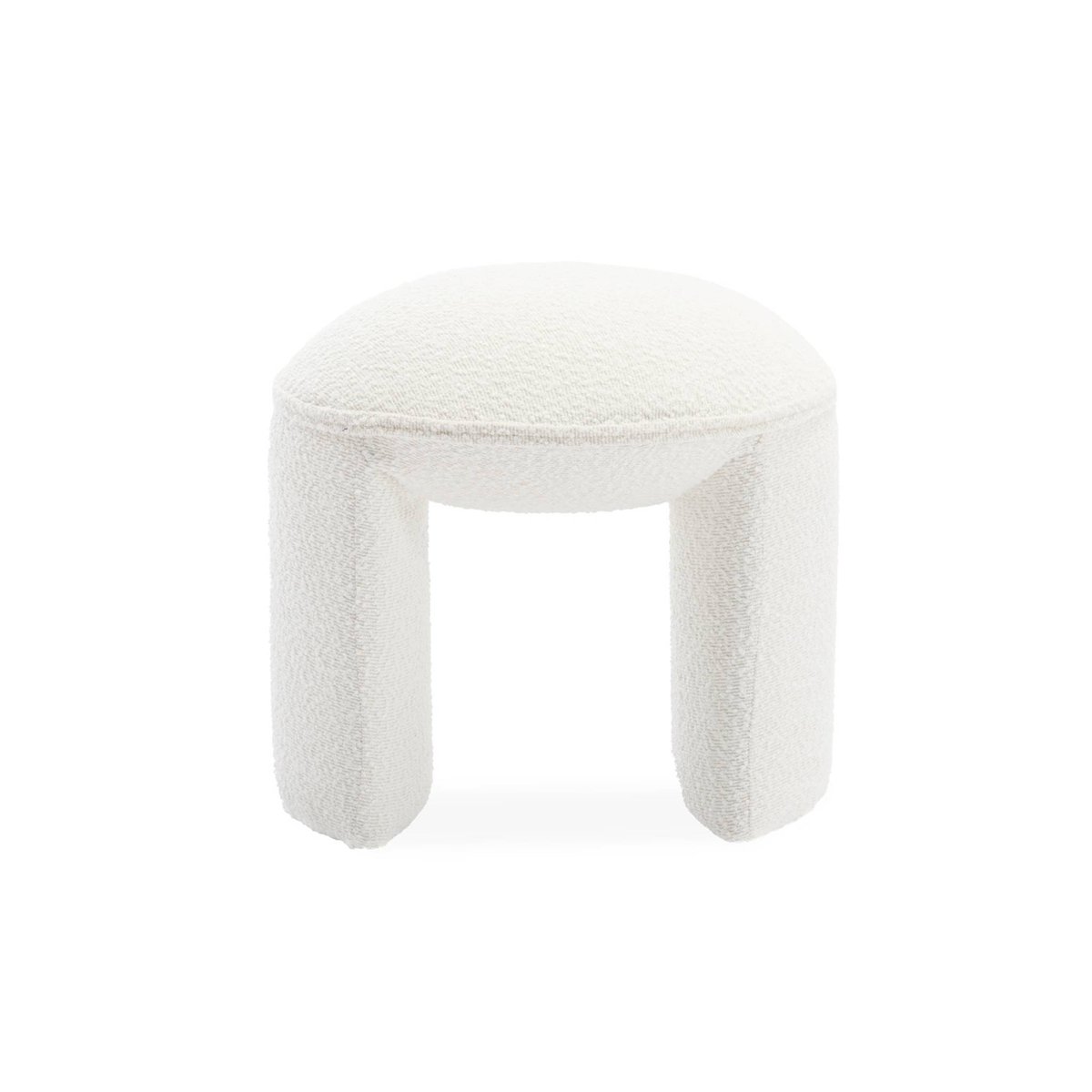 Tabouret, pouf bouclette texturée SHAWN blanc, SWEEEK