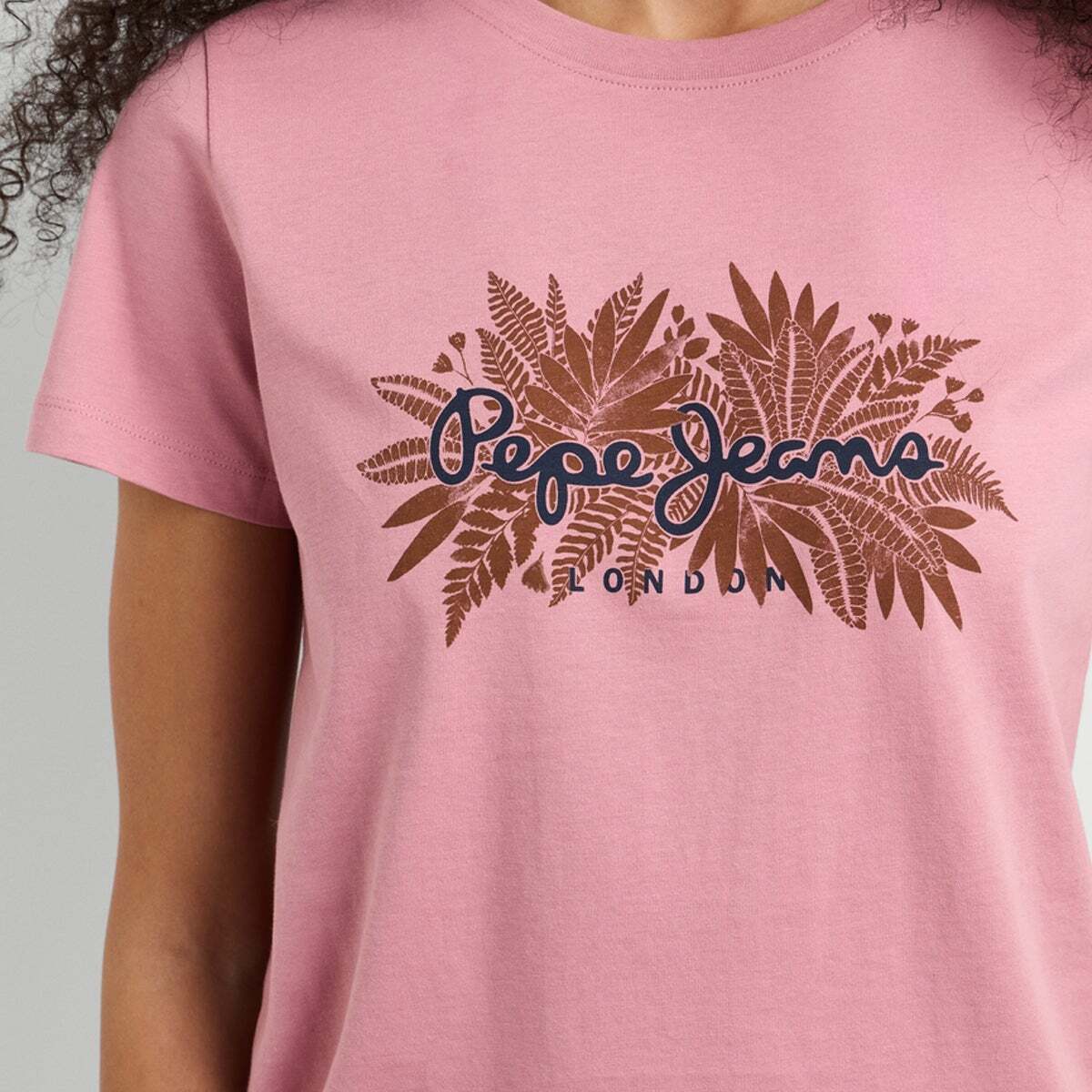 T-Shirt Avec Logo Imprimé Floral rose poudre rose, PEPE JEANS