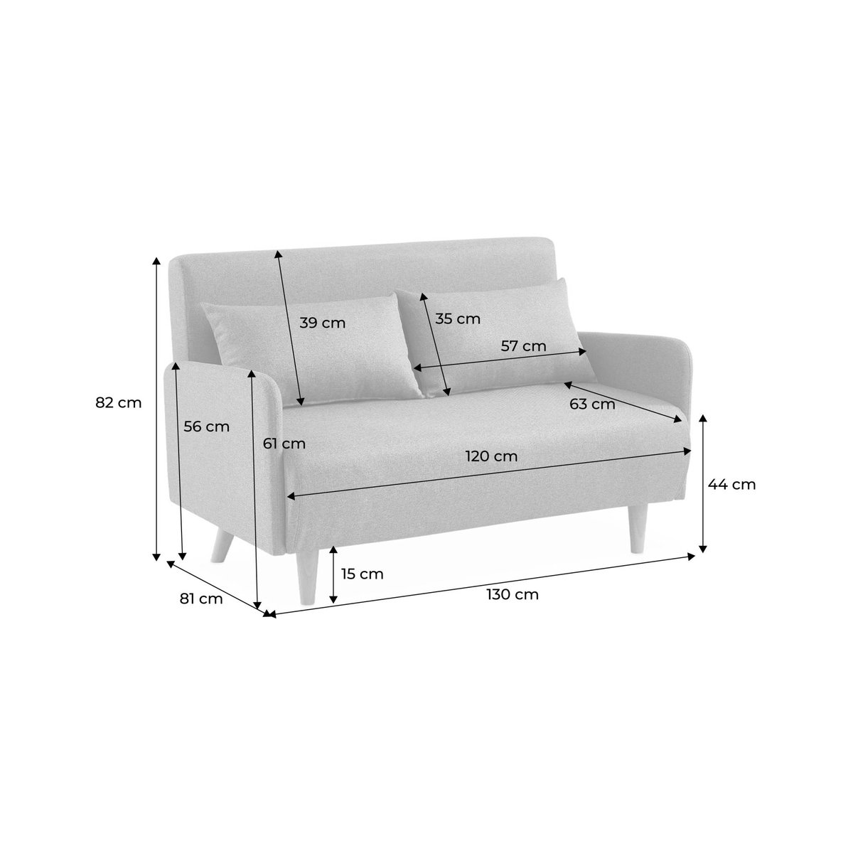 Canapé convertible 2 places tissu PANAM beige, SWEEEK