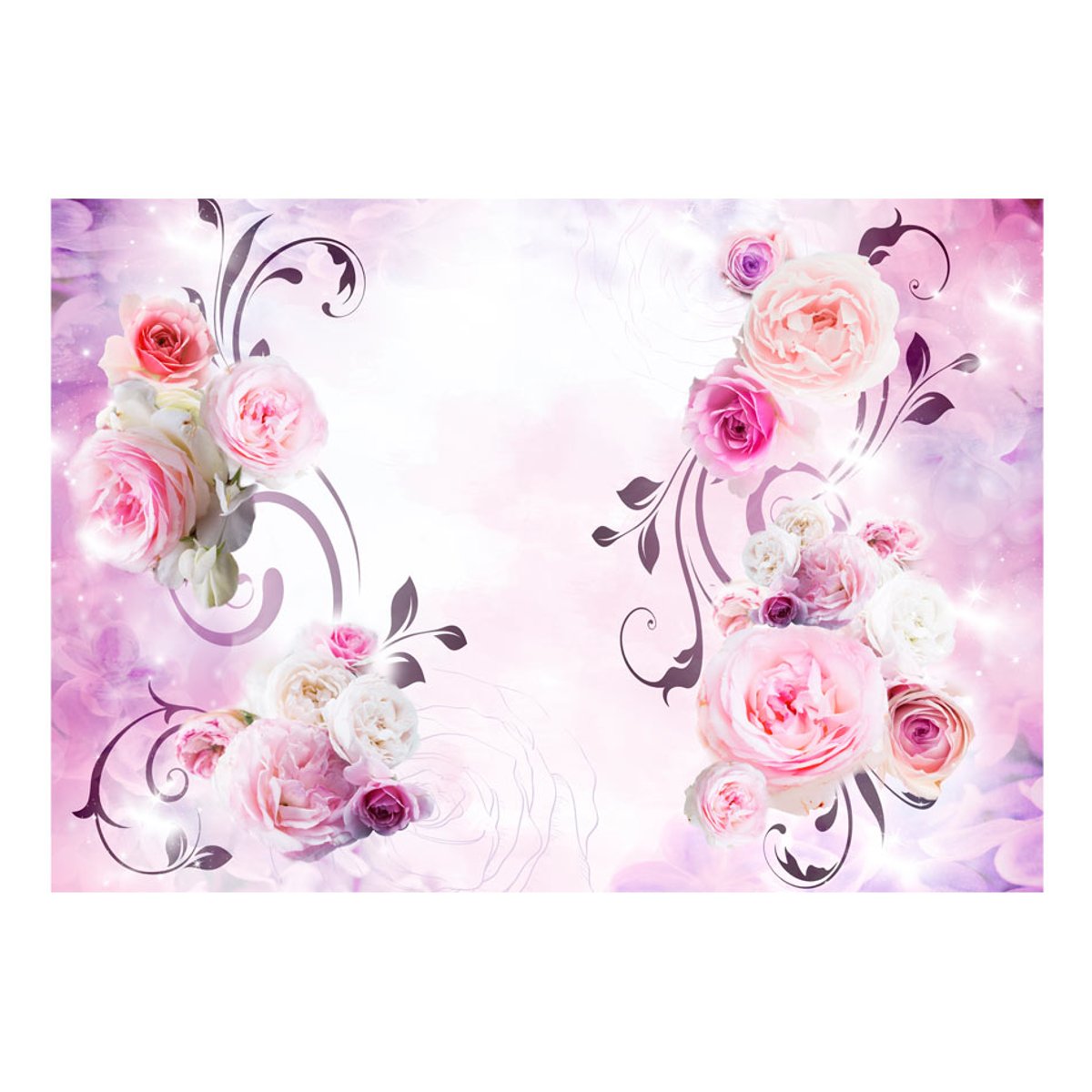 Papier peint intissé panoramique Fleurs Rose variations gris / argent, EDEN