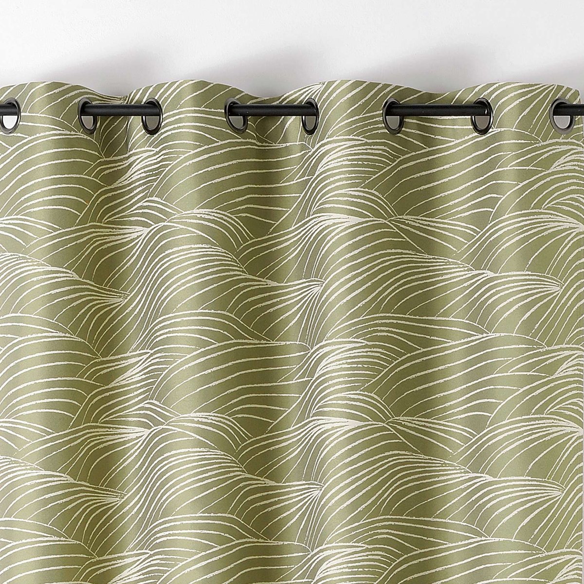 Rideau motifs coteaux de vigne vert olive, LINDER