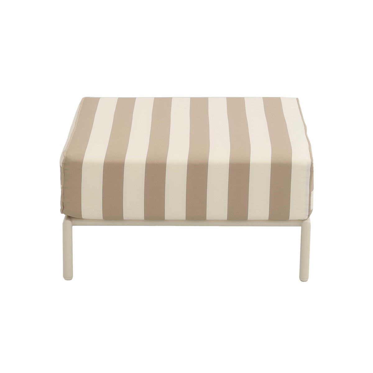 Pouf rayé pour salon de jardin modulable, PATIO beige, OVIALA