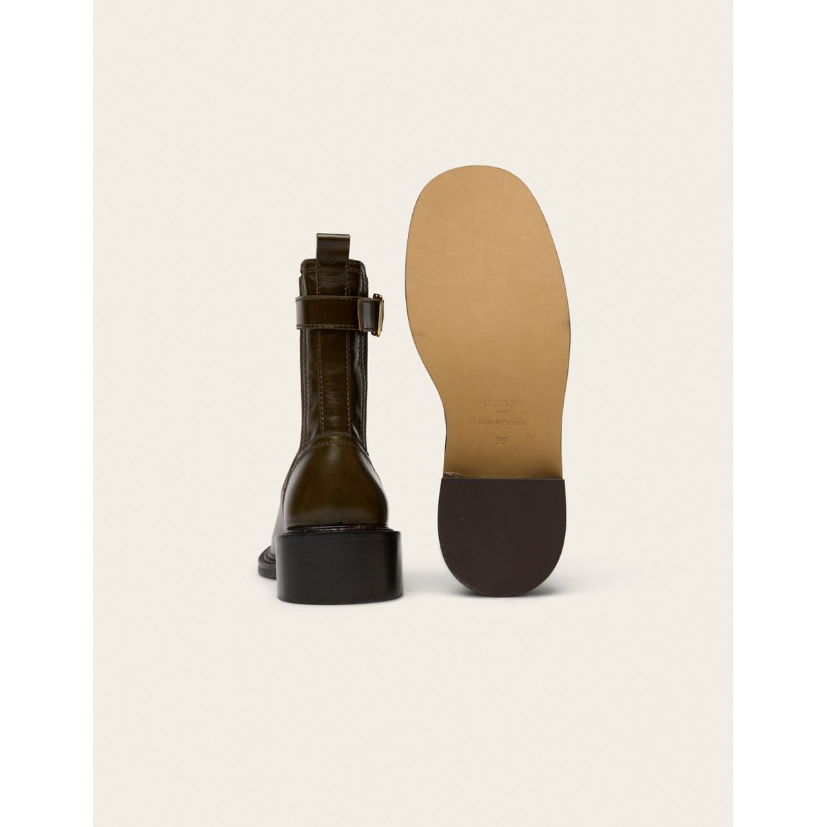 Bottines à talons JAYA cuir kaki, ODAJE