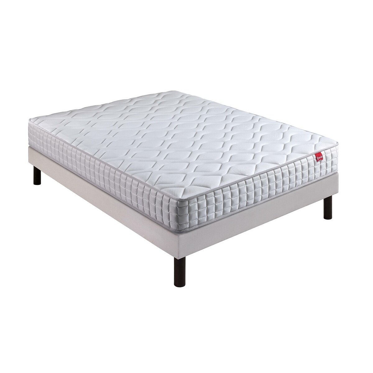 Ensemble matelas ressorts + sommier, Distinct 3 blanc/gris souris, EPEDA
