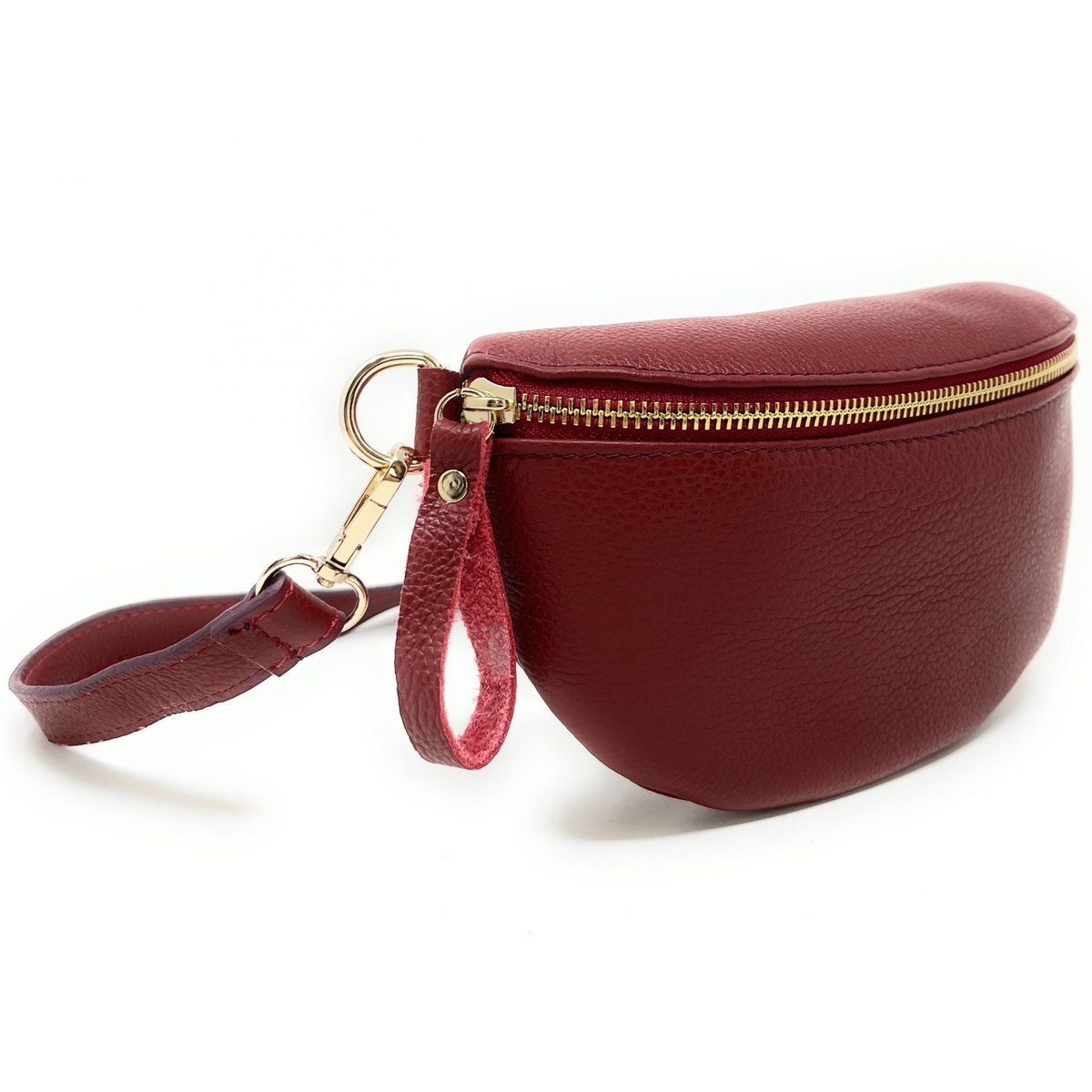 Sac banane en cuir grainé italien LOU-DO bordeaux, OH MY BAG