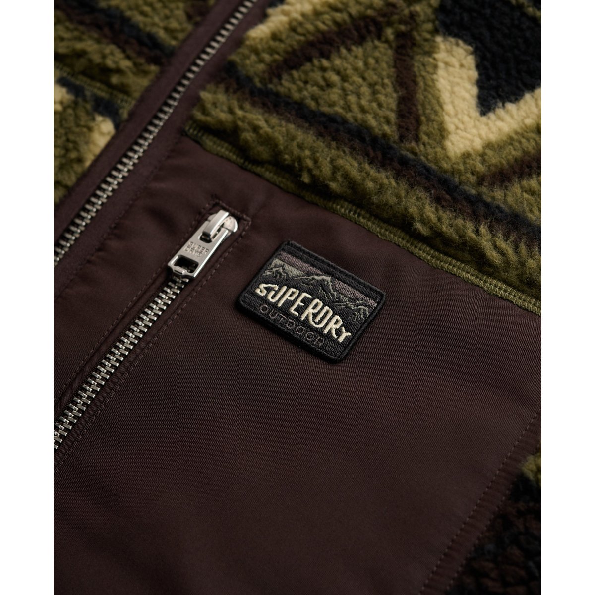 Veste Zippée en Polaire Abstract vert snow peak, SUPERDRY