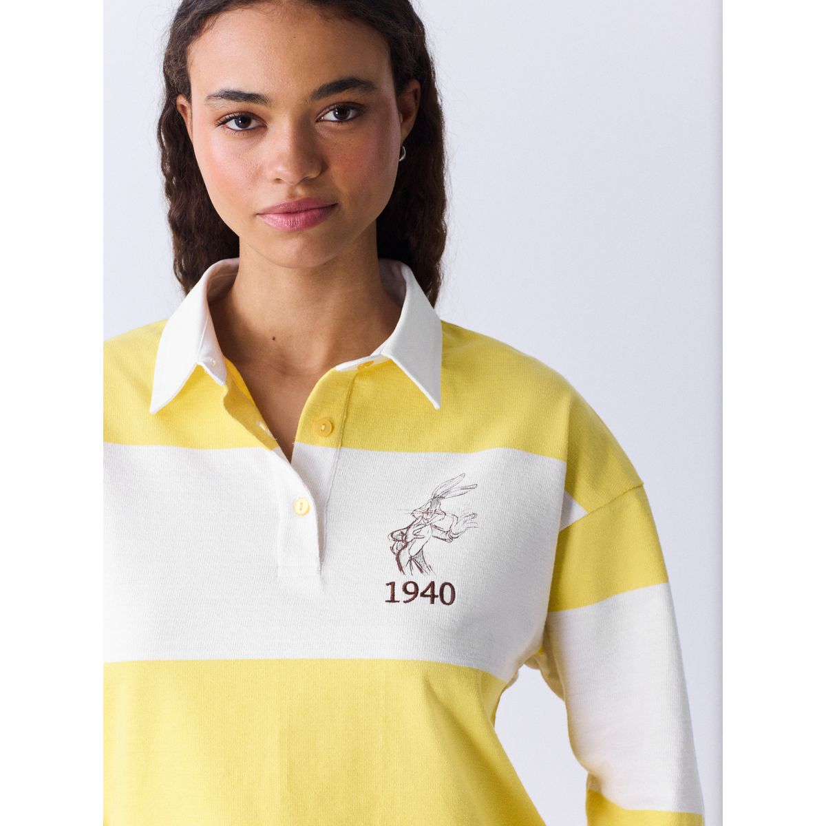 Polo de rugby bugs bunny sous licence rayure jaune, NEXT