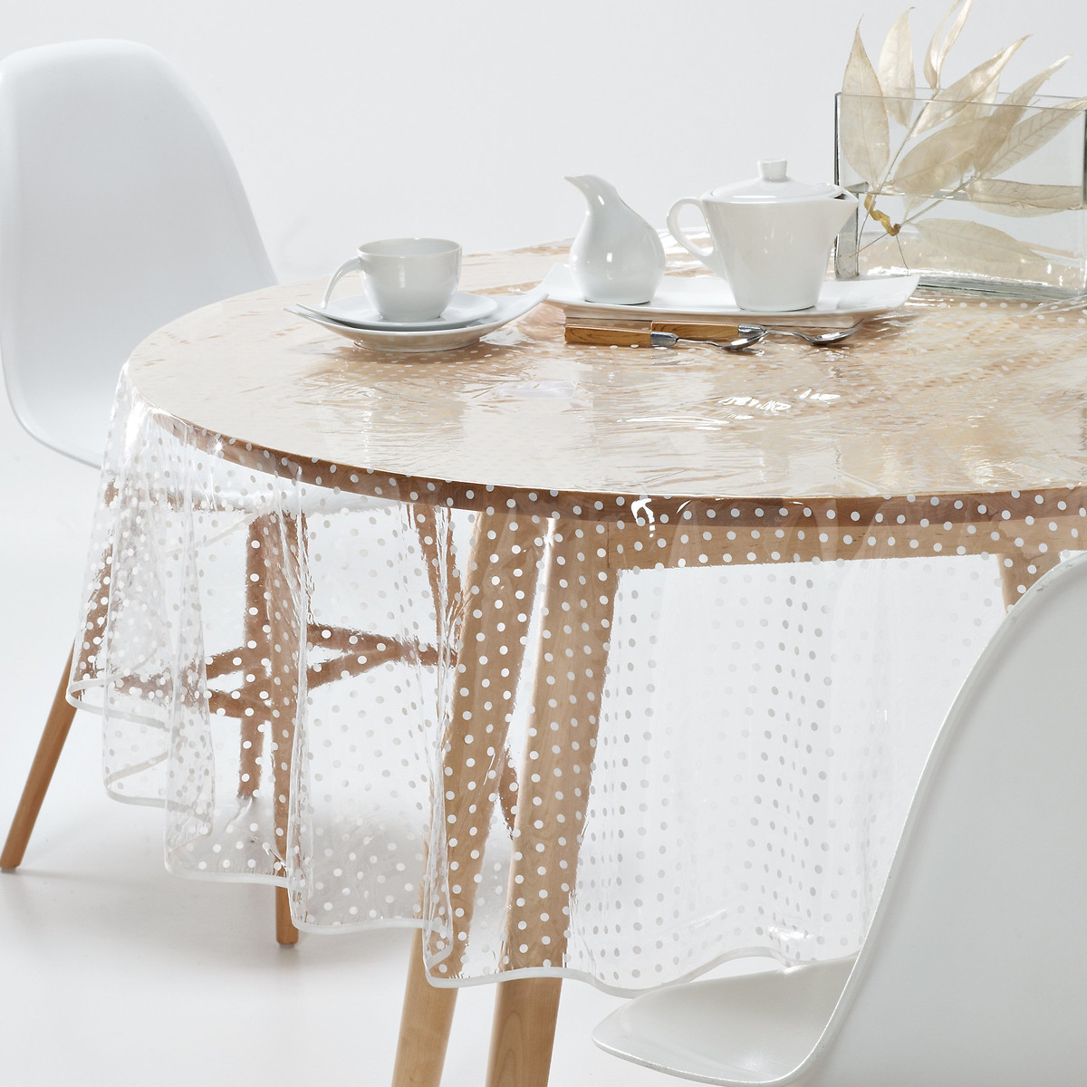 Nappe PVC transparente imprimée pois translucide, SO'HOME