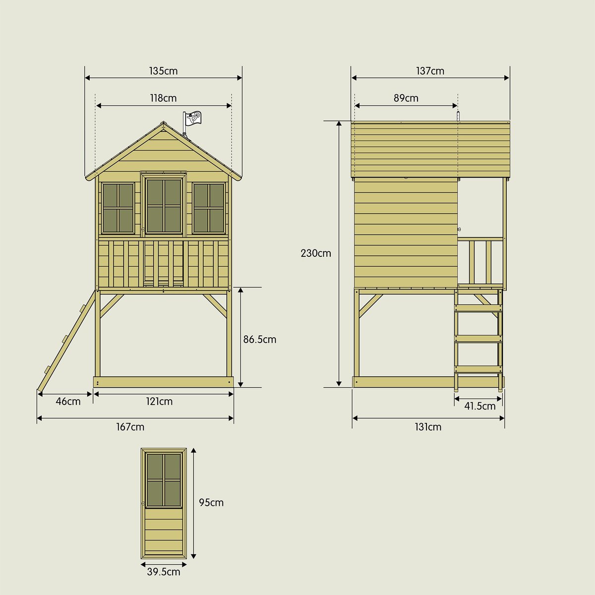 Maisonnette cabane sur pilotis COLLINE marron, TP TOYS