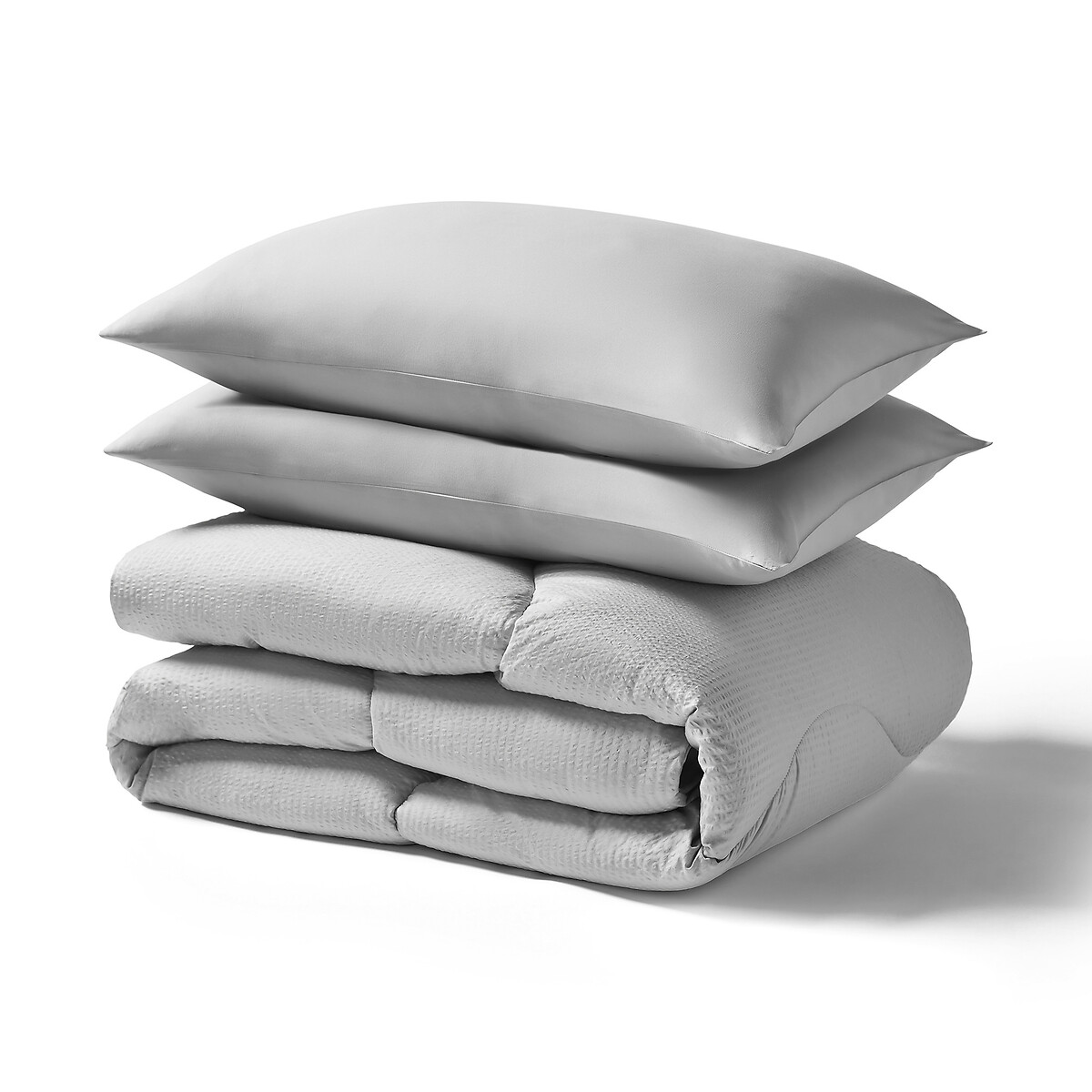 4.5 Tog Seersucker Coverless Duvet and Pillowcase Set grey, NIGHT LARK