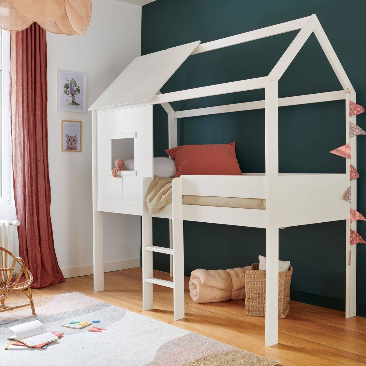 Lit cabane - TEDDY blanc, CAMIF