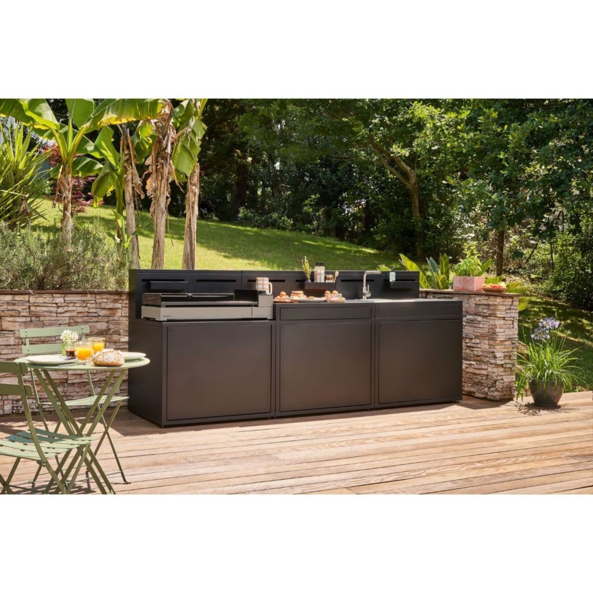 Plancha gaz Premium Acier 75 NG noir gris 3 brûleurs à poser, 73.2x40.9 cm gris, FORGE ADOUR