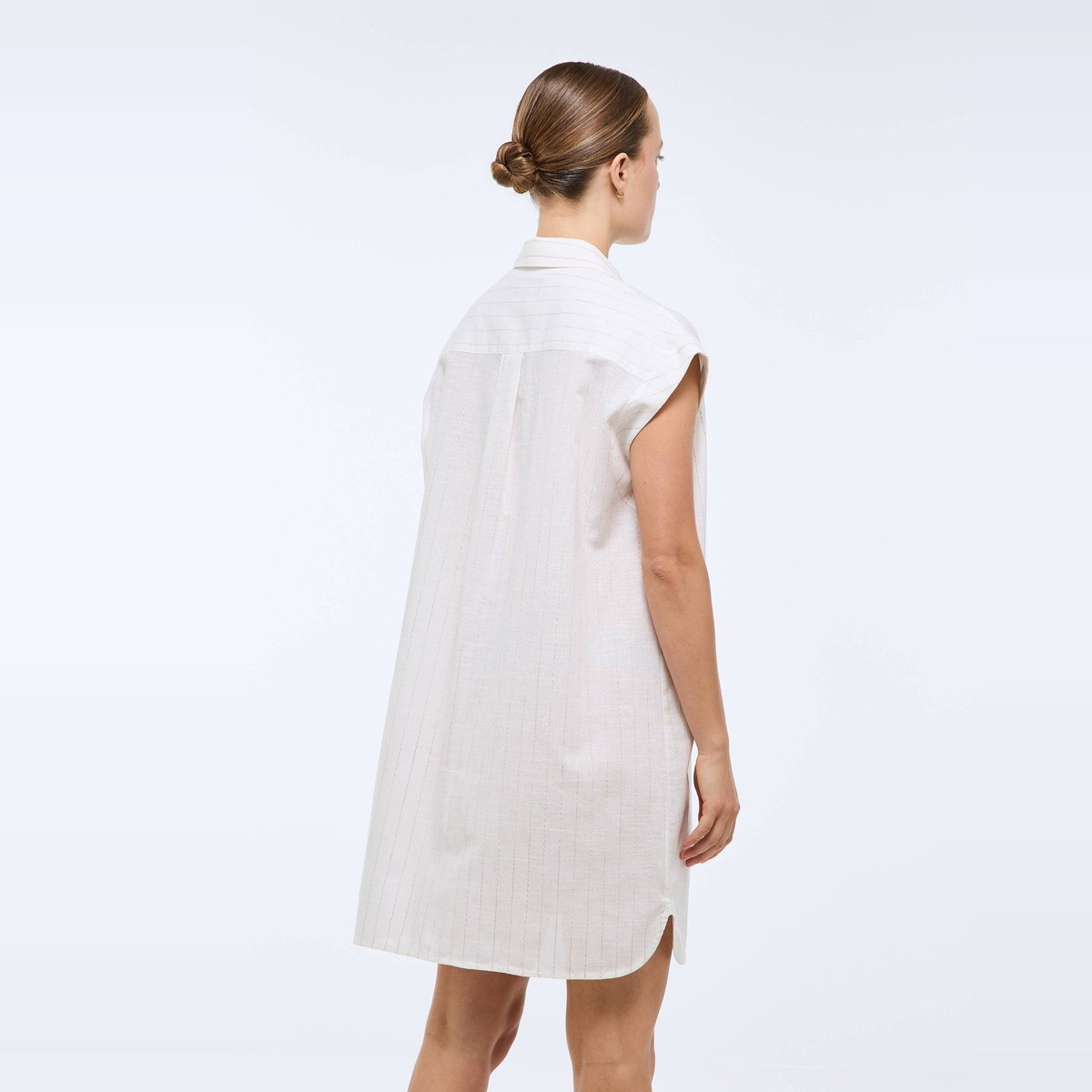 Chemise de nuit rayée en coton ecru, MONOPRIX