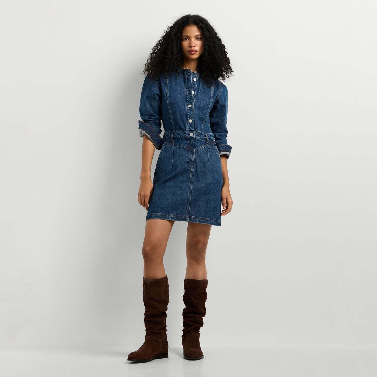 Robe Courte Coupe Décontractée En Denim 11oz rigide bleu foncé denim, PEPE JEANS