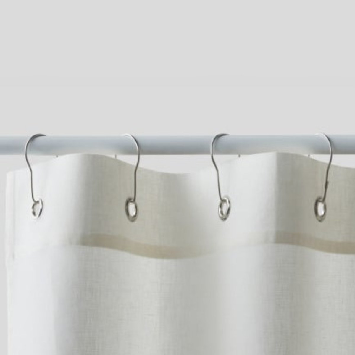 Rideau de douche en coton et lin ecru, MONOPRIX
