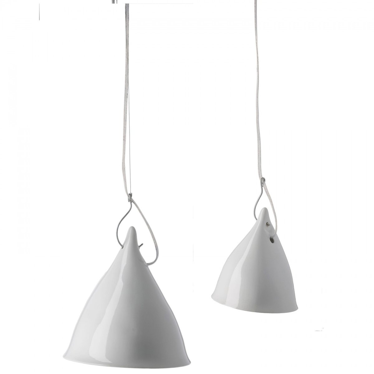 Lampe Cornette Suspendue Porcelaine blanc brillant, TSE ET TSE ASSOCIÉES