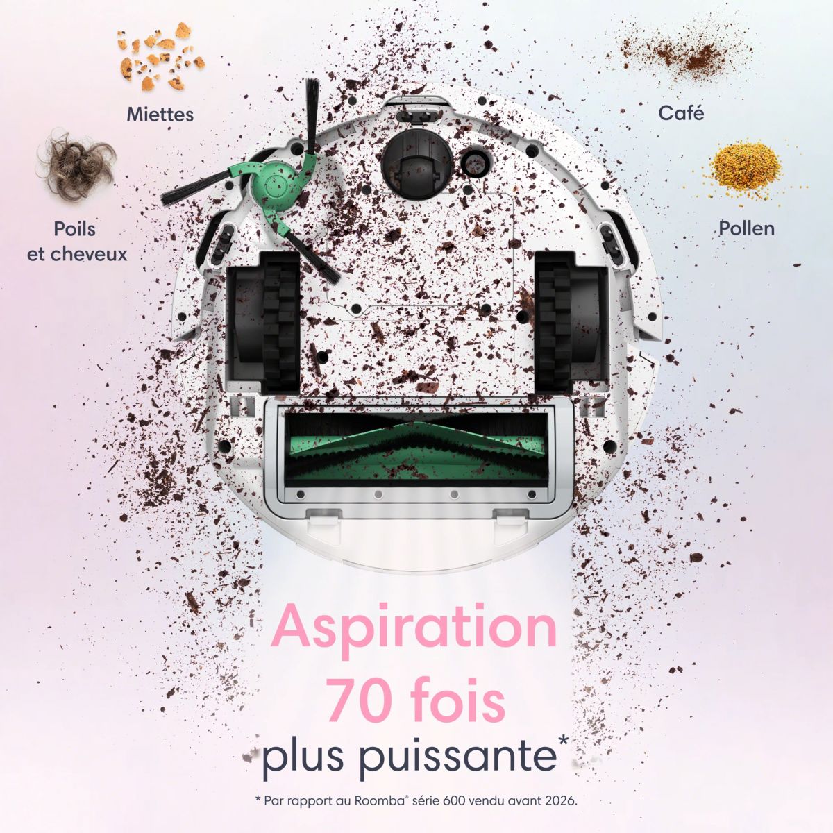Robot Aspirateur Laveur Roomba Mini Blanc F155240 couleur unique, I ROBOT