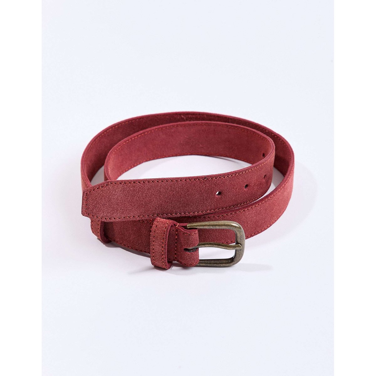 Ceinture cuir Suede MAZI rouge clair, LA FIANCÉE