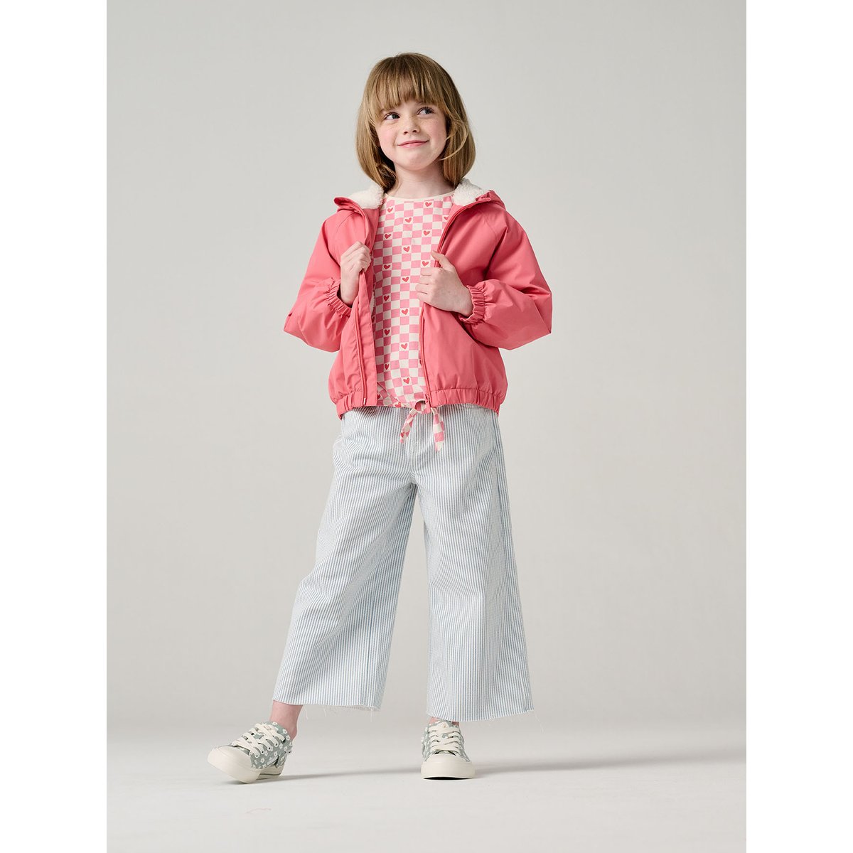 Coupe-vent à capuche doublé sherpa rose, VERTBAUDET