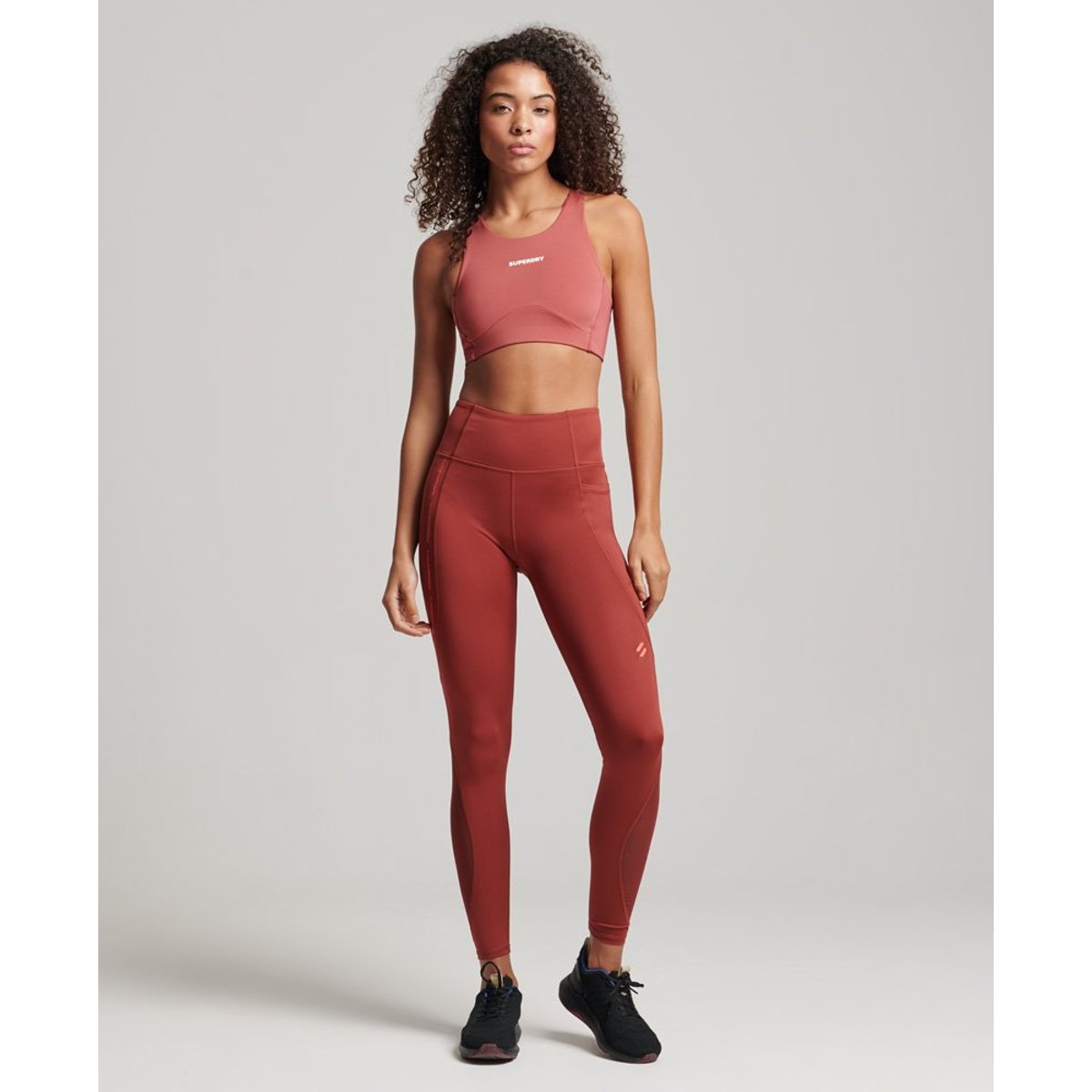 Legging moulant long en résille Active marron brique, SUPERDRY