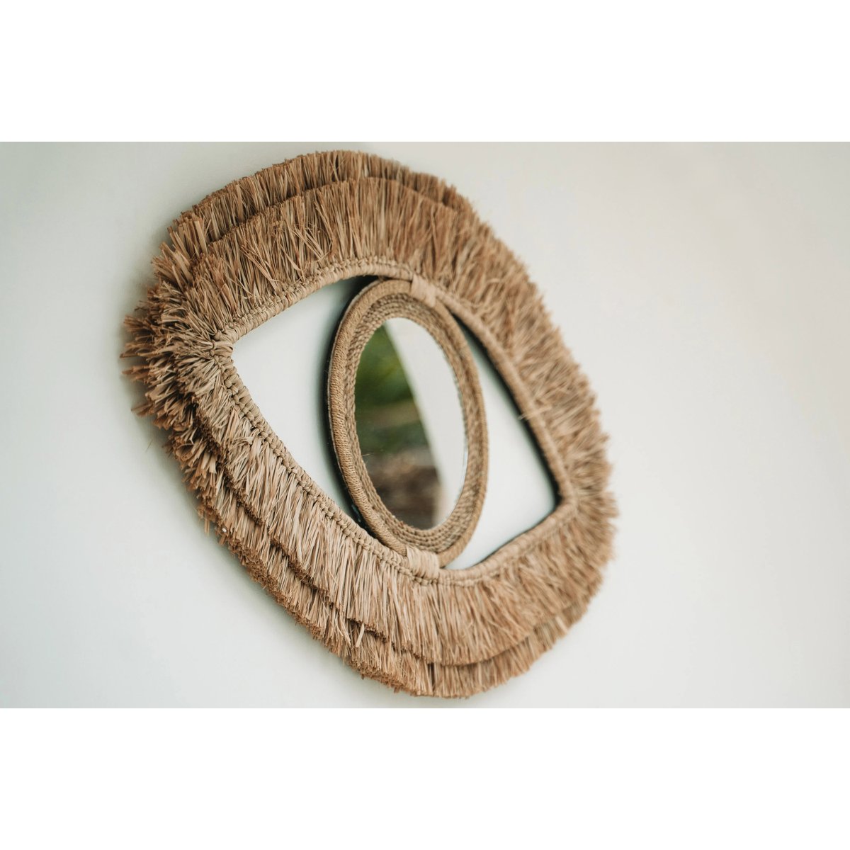 Miroir en raphia RAFFIA beige, BAZAR BIZAR