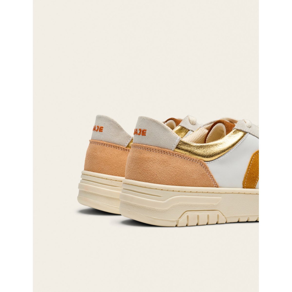 Baskets basses NORA blanc blush doré, ODAJE