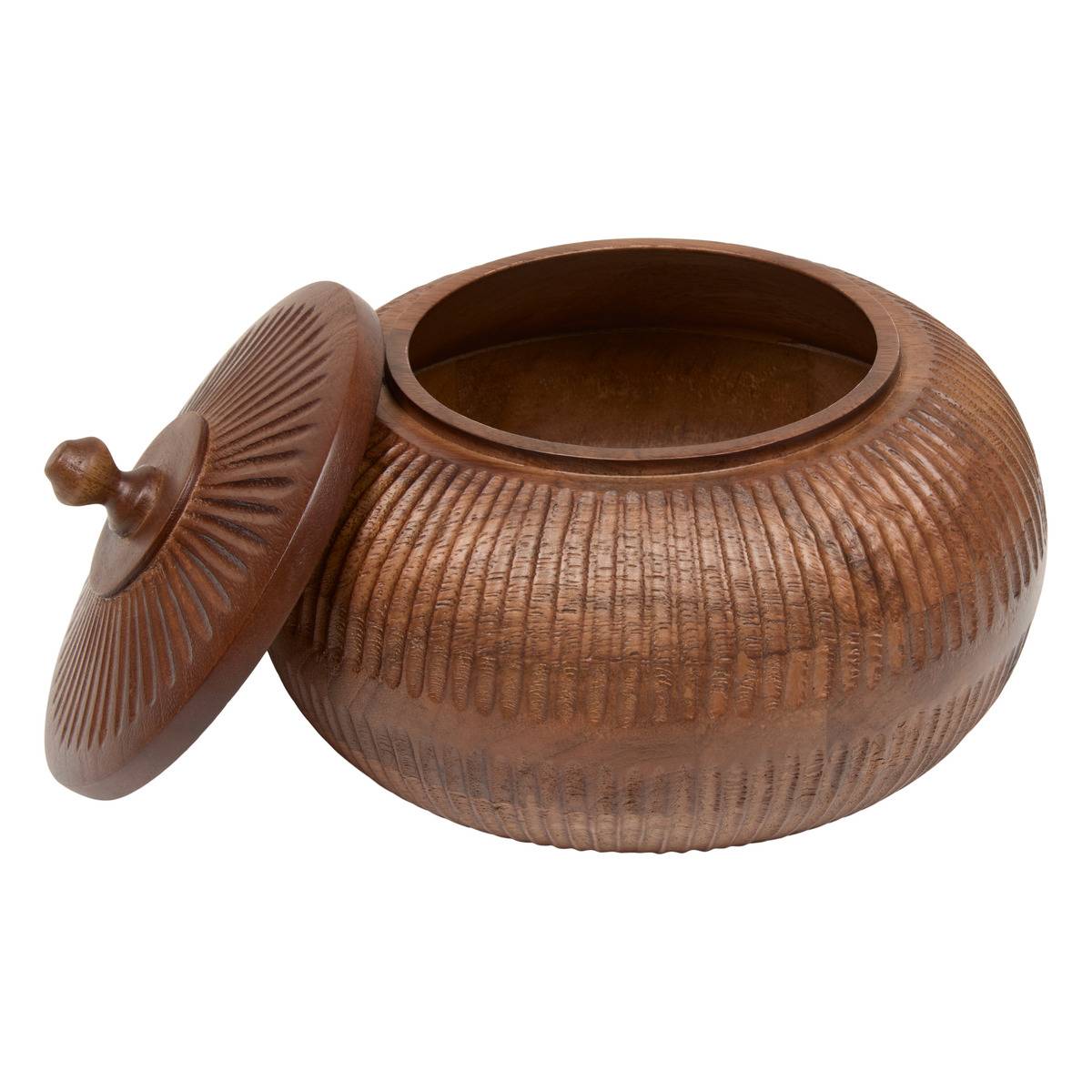 Boîte ronde en manguier NOLANE marron, ATMOSPHERA