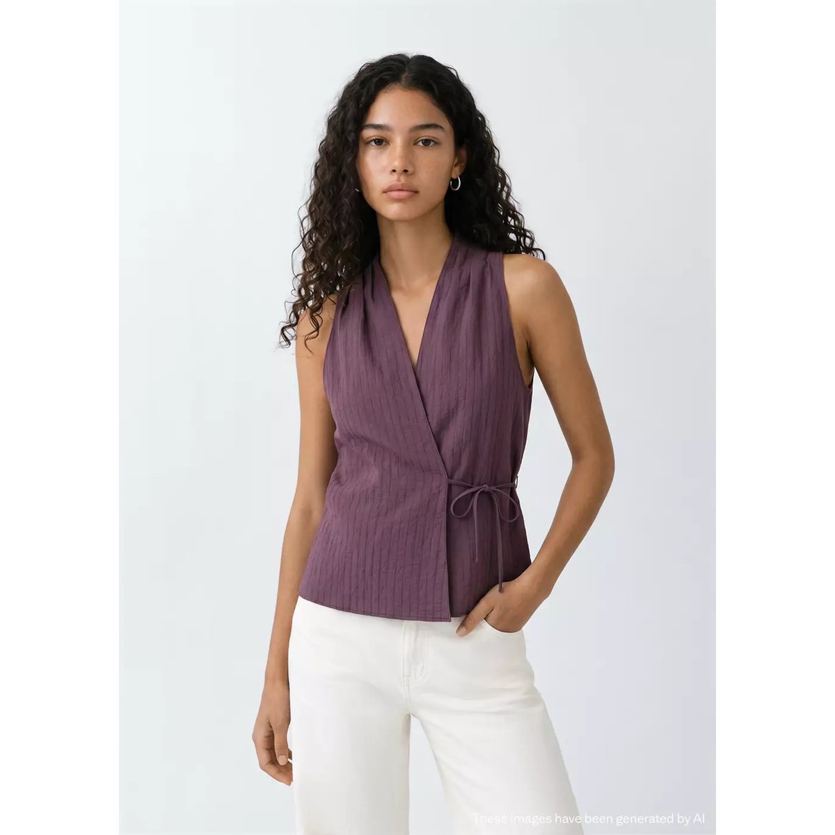 Top col V croisé violet, MANGO TEEN