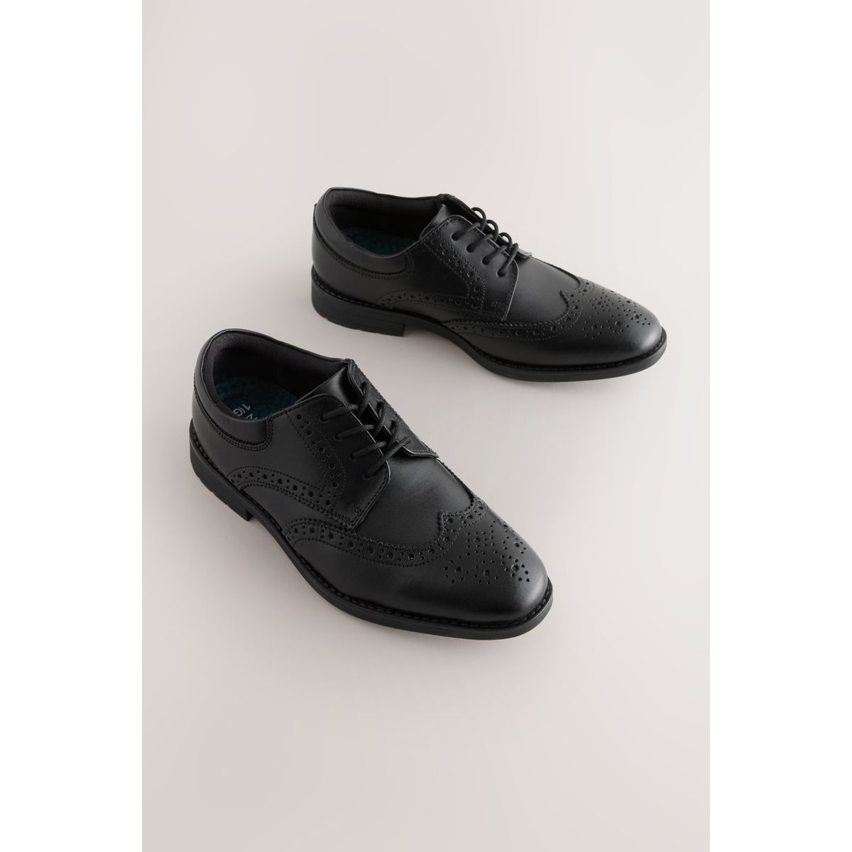 Chaussures richelieu d'école en cuir à lacets noir, NEXT