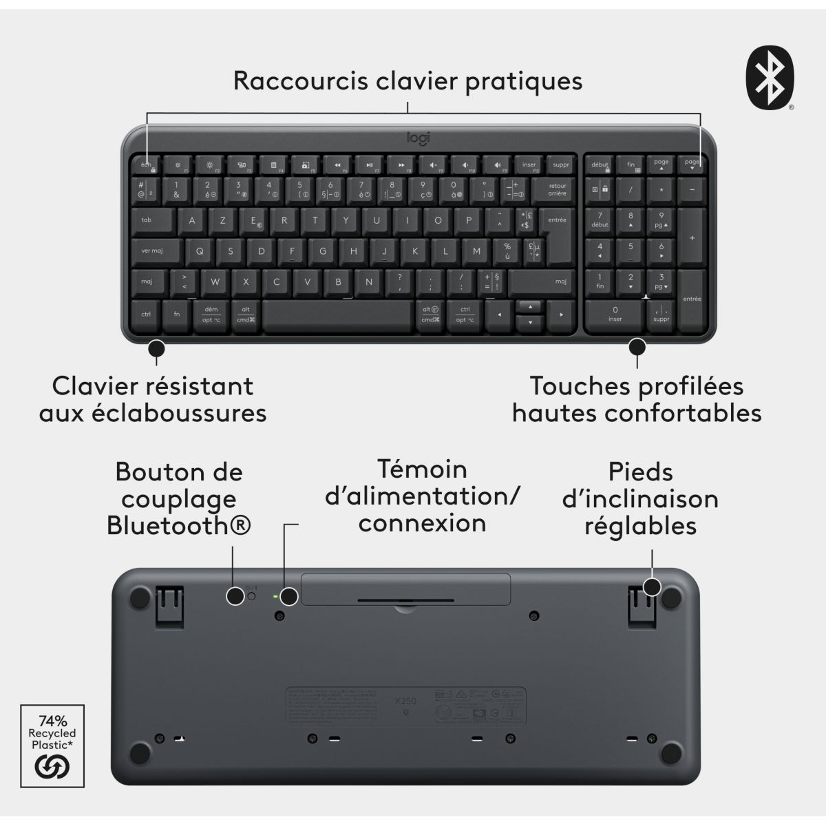 Clavier + Souris MK250 couleur unique, LOGITECH