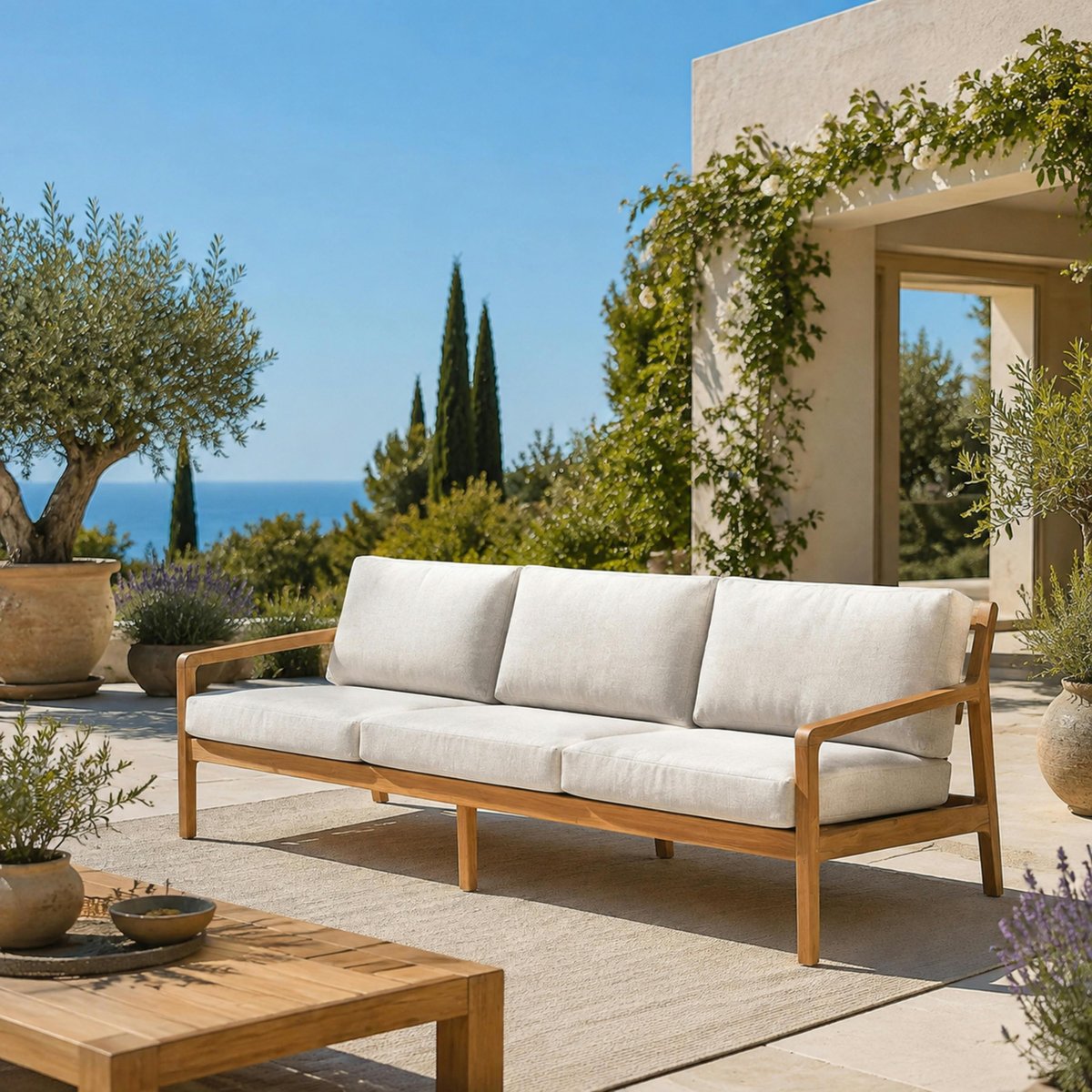 Canapé de jardin 5 places en teck recyclé ORIA bois naturel, PIER IMPORT