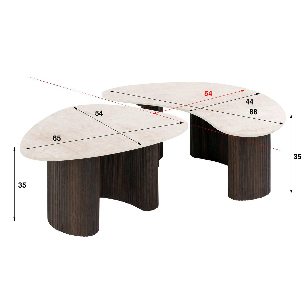 Table basse céramique 3D design organique (x2) MAHAL beige, PIER IMPORT