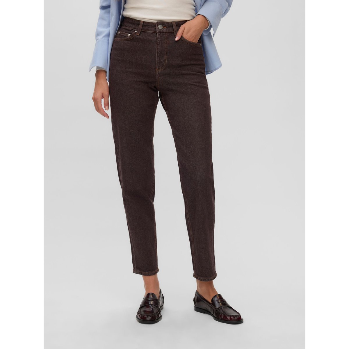 Jean À Coupe Large marron - brown denim, VERO MODA