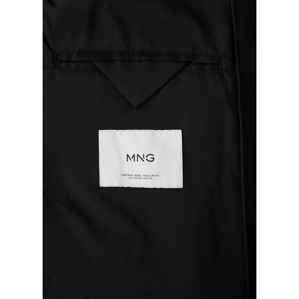Manteau laine mélangée croisé noir, MANGO MAN