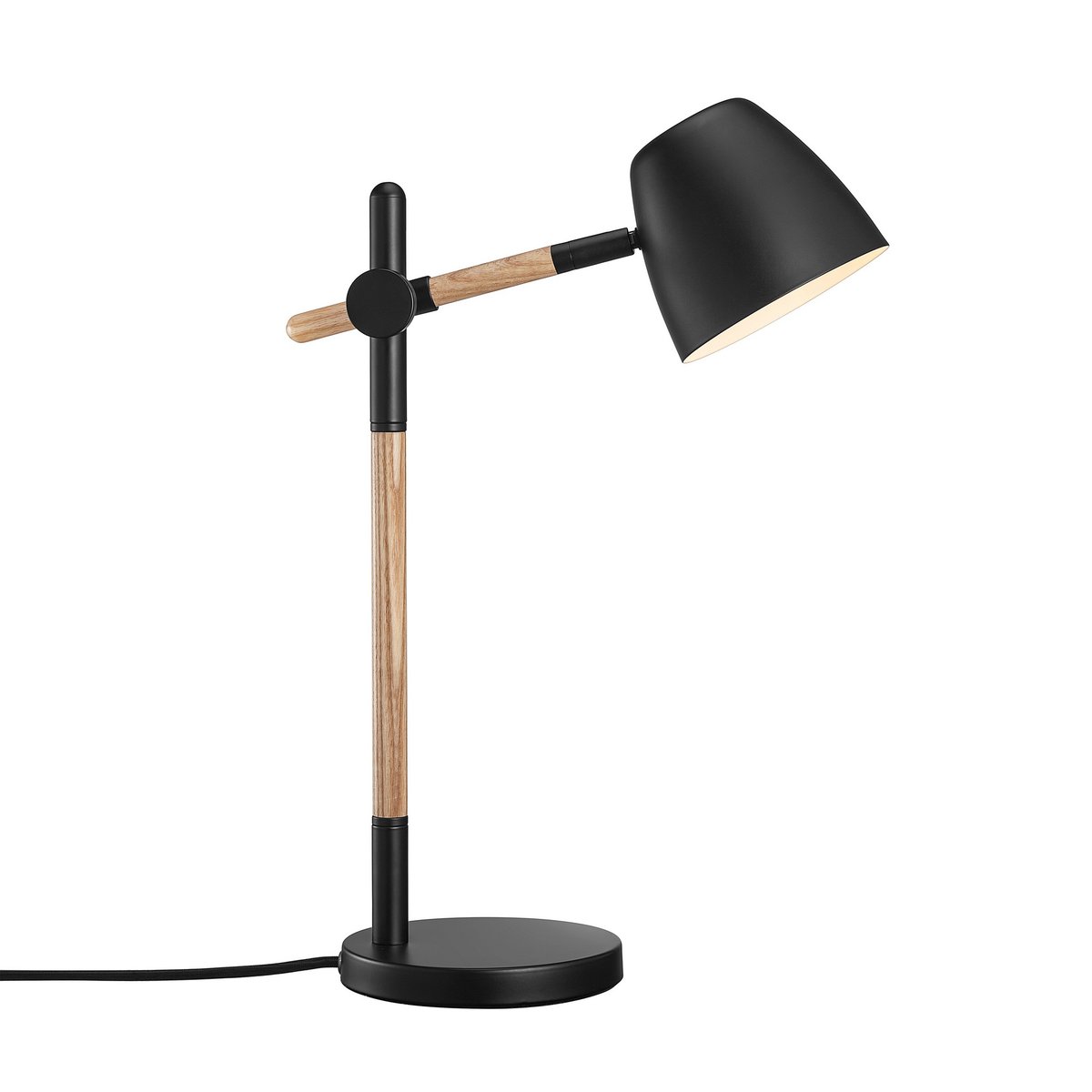 Lampe à poser tête d'éclairage orientable en métal et bois, THEO noir, NORDLUX