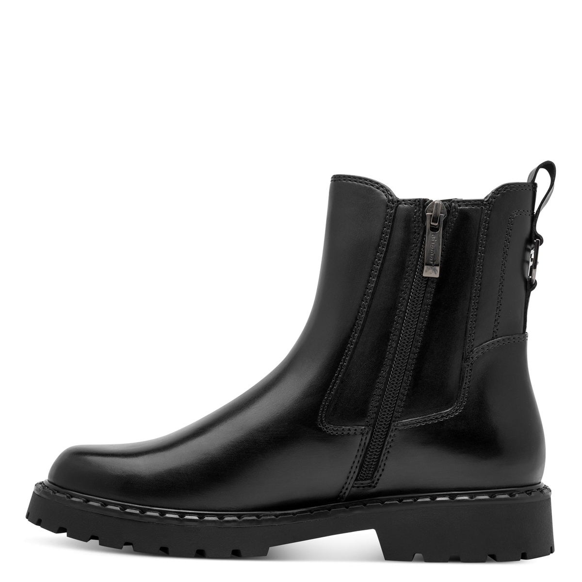 Bottine Chelsea en cuir noir, TAMARIS