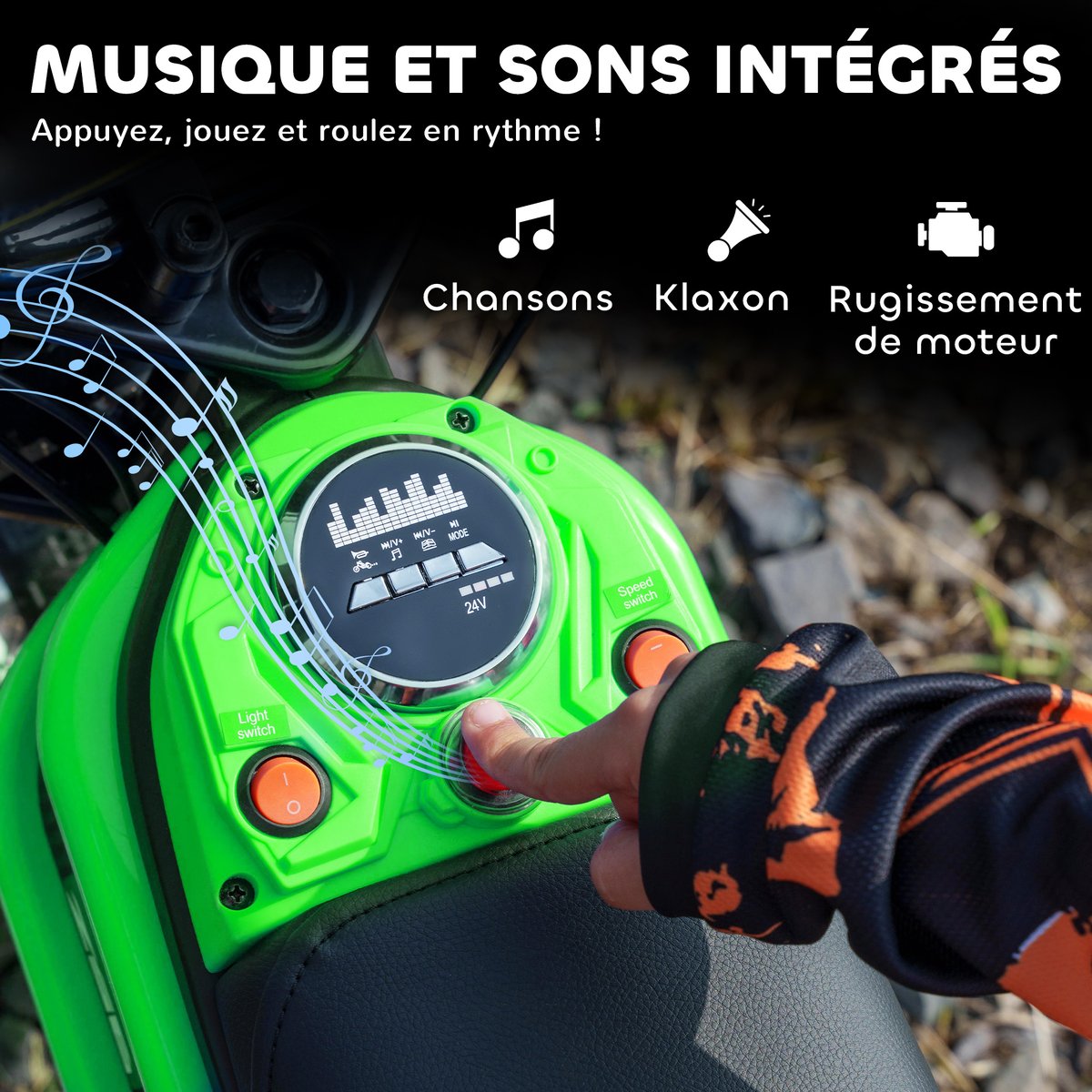 Moto électrique à conducteur assis PP Vert vert, HOMCOM