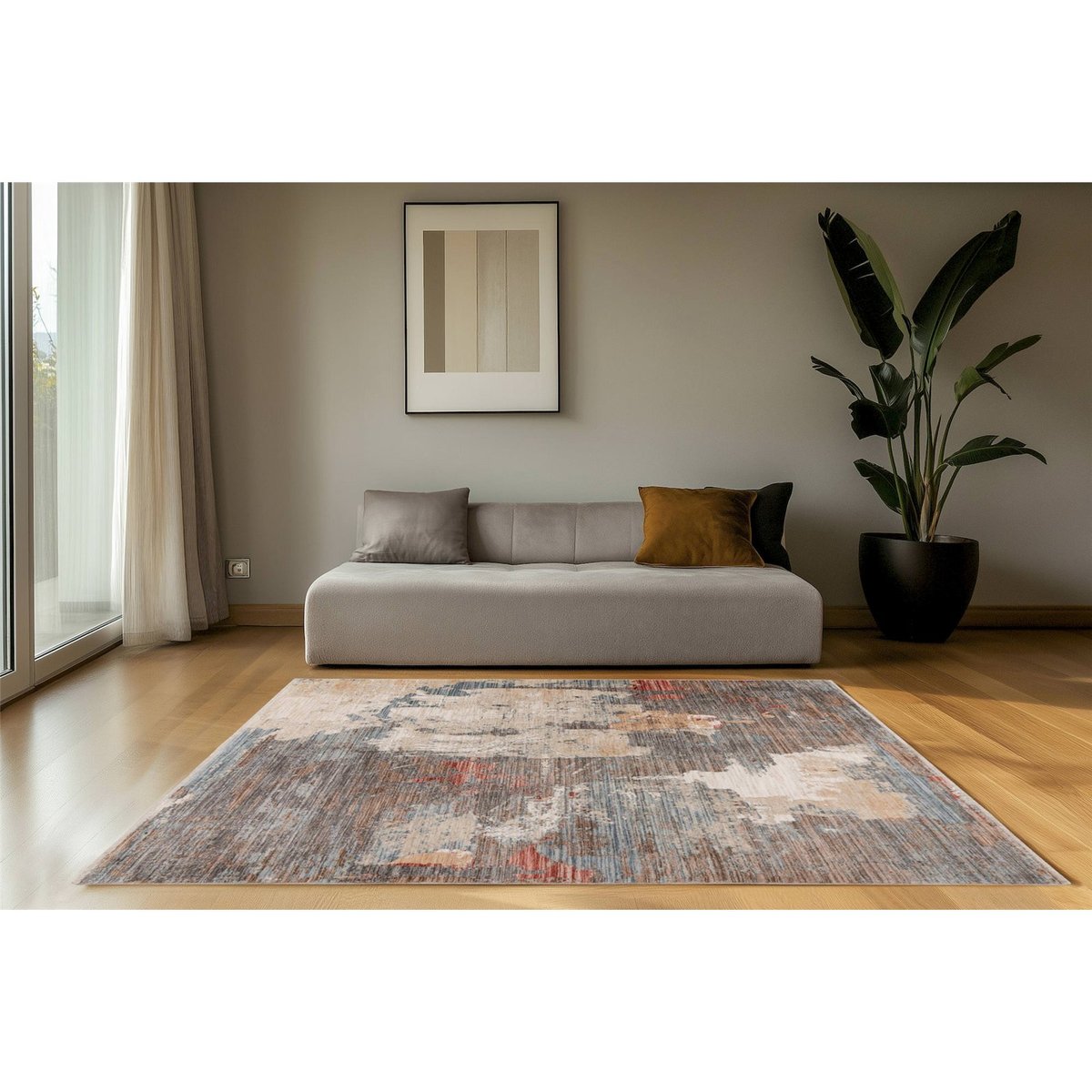 Tapis rectangulaire, Fissy multicolore beige gris bleu rouille, ARTE ESPINA