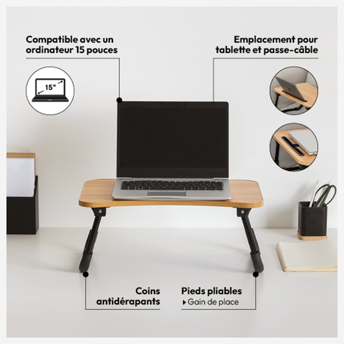 Bureau transportable ATHOME marron, 5FIVE SIMPLY SMART