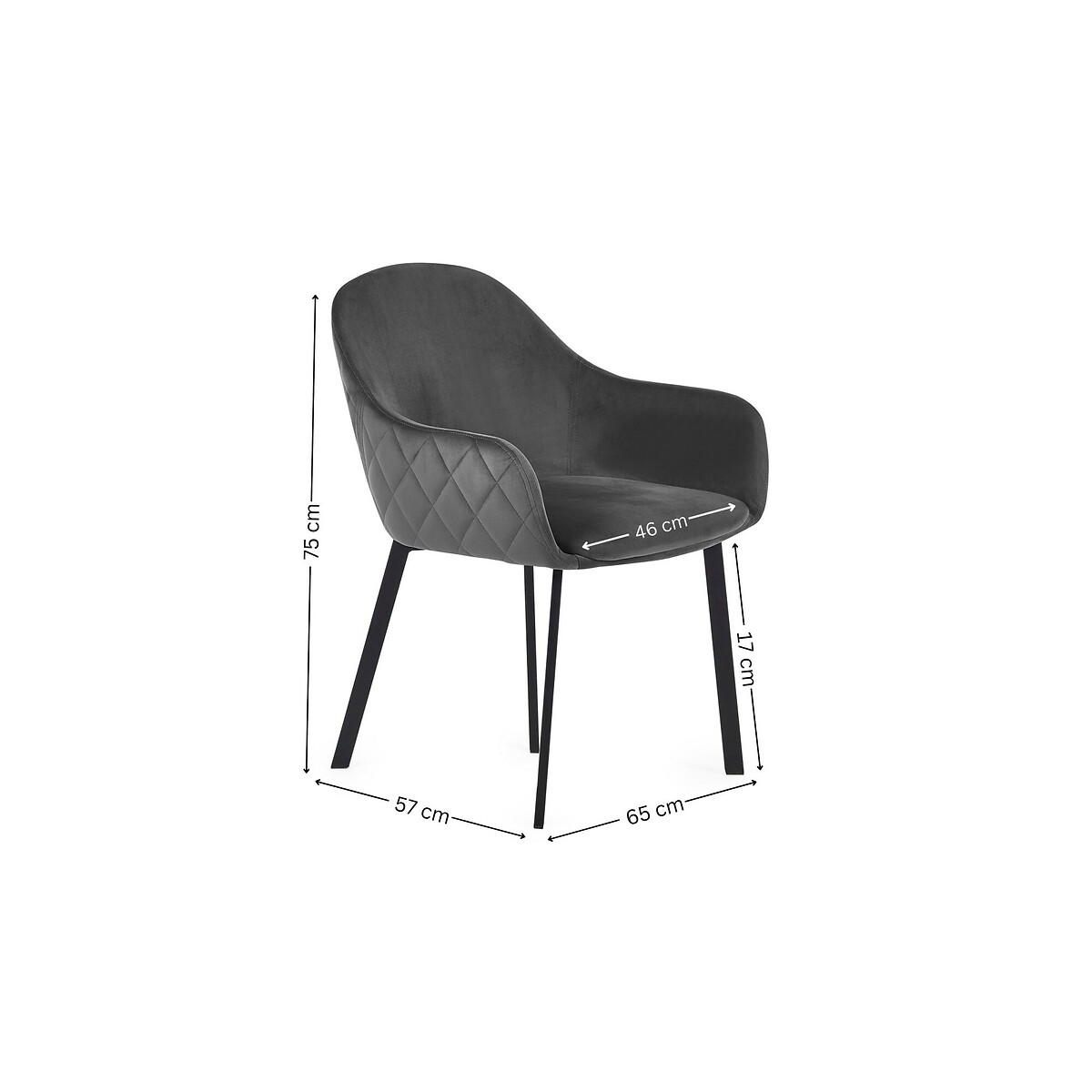 Leora Velvet Diamond-Stitched Dining Chairs (Set of 2) charcoal, SO'HOME