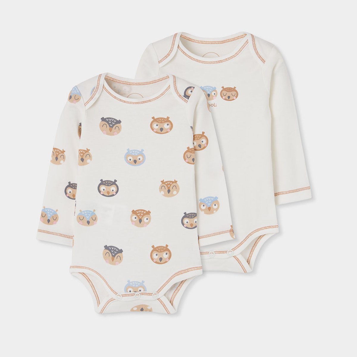 Lot 2 bodies bébé imprimé hiboux blanc, BOBOLI