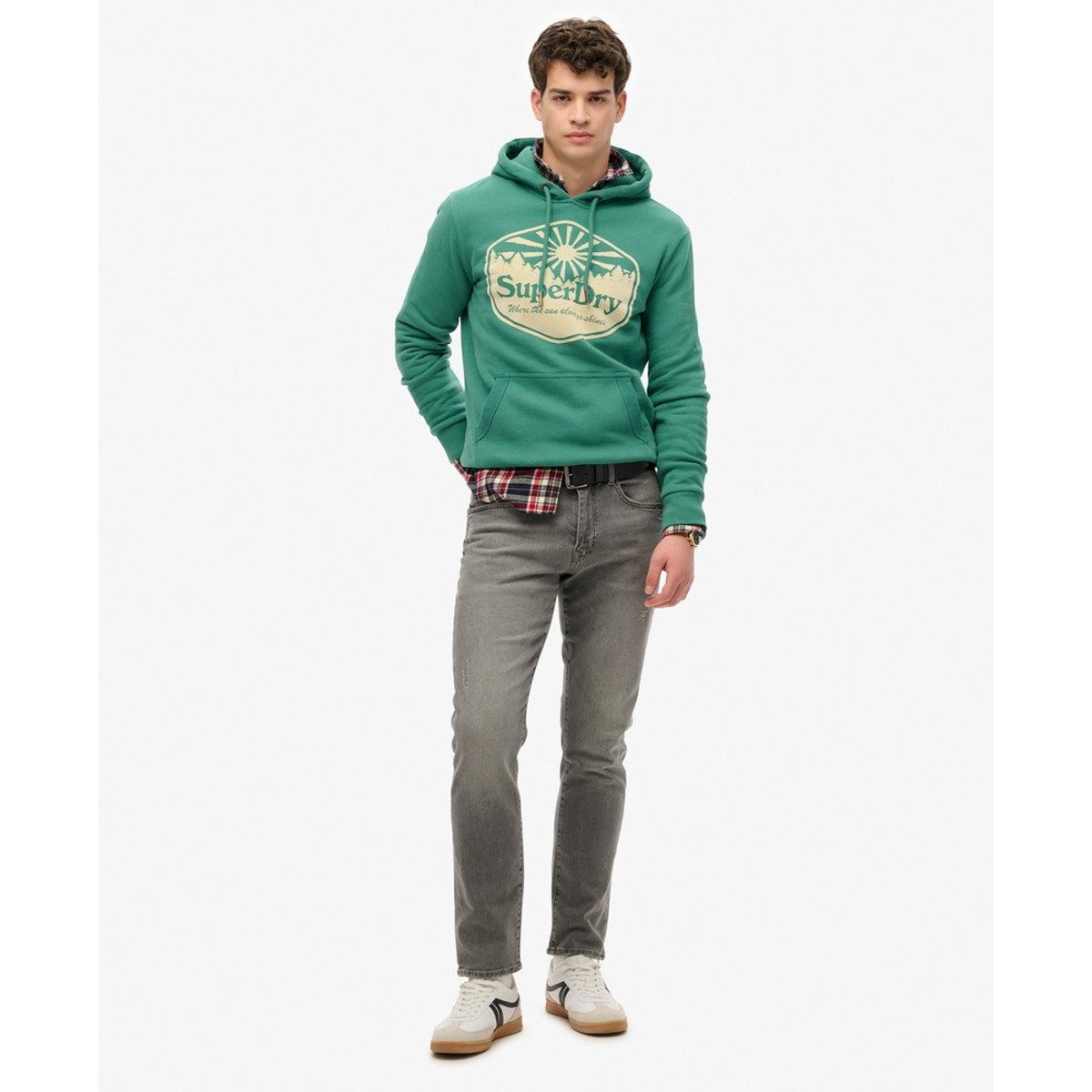 Sweat à capuche Sun vert pinède, SUPERDRY