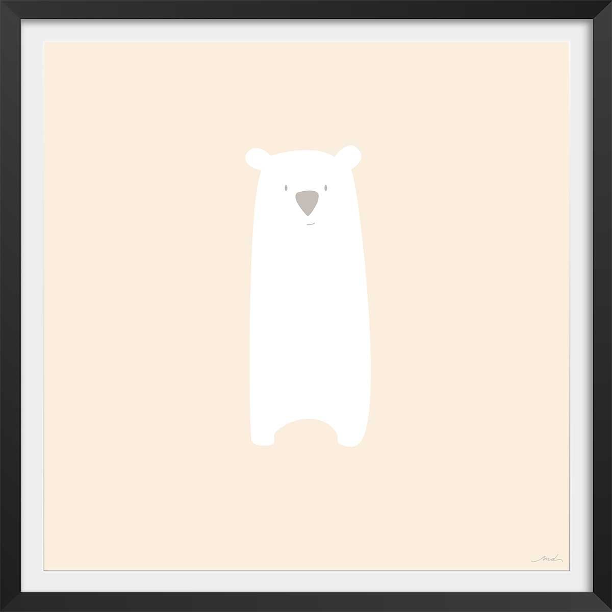 Affiche enfant grizzly mimi affiche + cadre en bois - noir, HEXOA